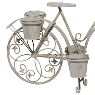 Litton Lane Silver Iron 5-Planter Bicycle Stand 68767