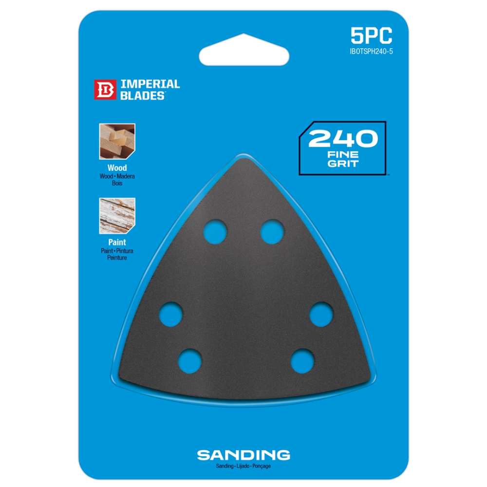 One Fit™ Oscillating Triangle Sandpaper 240 Fine Grit， 5PC