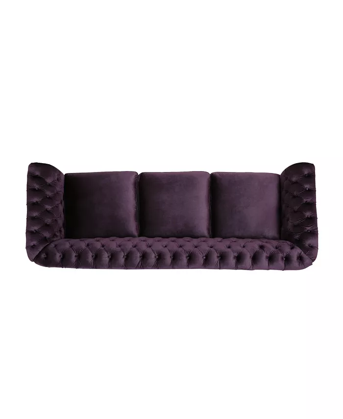 Noble House Somerville Chesterfield Tufted Jewel Toned Sofa with Scroll Arms