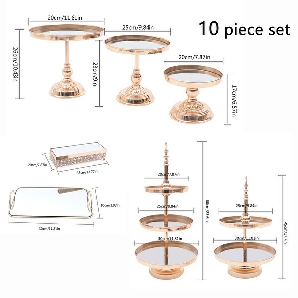 10Pcs Detachable Crystal Metal Cake Holder Wedding Dessert Stand