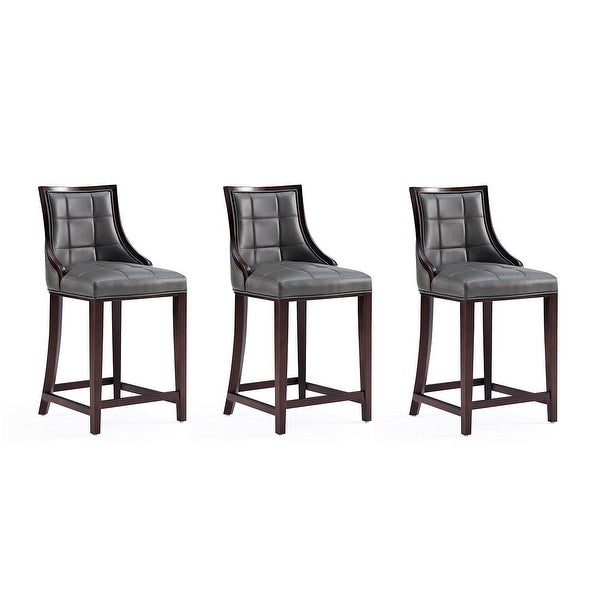 Manhattan Comfort Fifth Ave 39.5 in. Dark Walnut Beech Wood Counter Height Bar Stool (Set of 3)