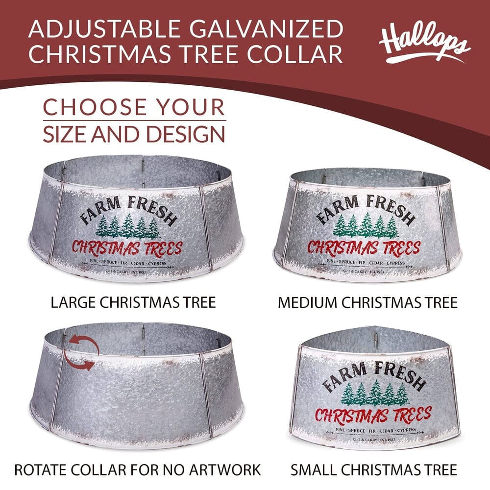 Galvanized Tree Collar - Large To Small Christmas Tree. Adjustable Metal Skirt