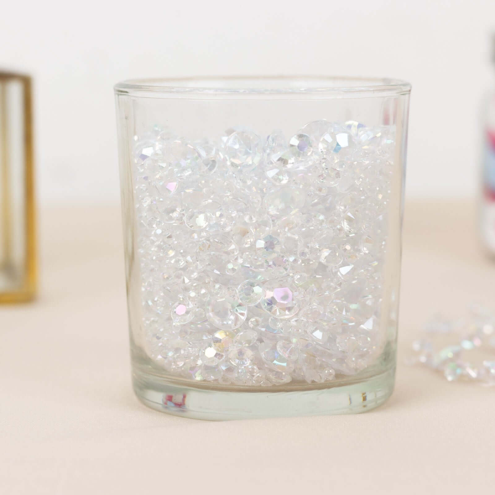 4000 Pcs Iridescent Acrylic Diamond Vase Fillers Table Scatters, DIY Craft Beads Wedding Table Confetti - 3mm, 6mm, 10mm