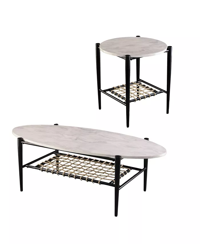 Southern Enterprises Relckin Faux Marble Cocktail Table