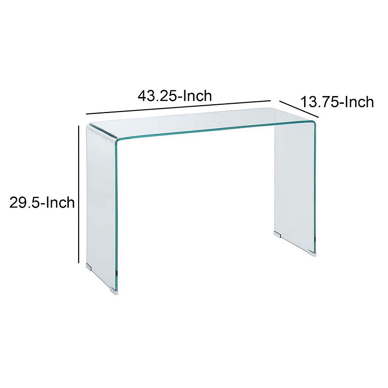 Contemporary Style Minimal Tempered Glass Sofa Table， Clear