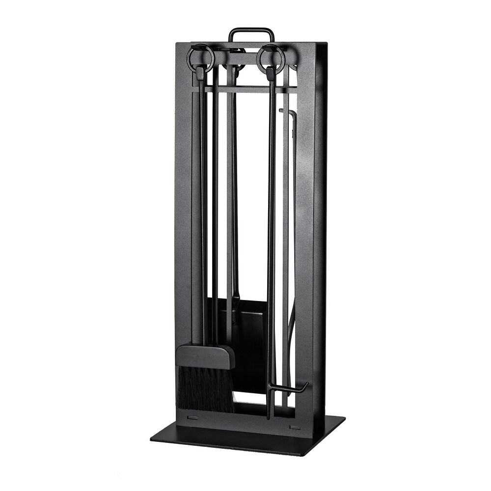 Design Specialties Craftsman Textured Black Fireplace 4 Piece Tool Set