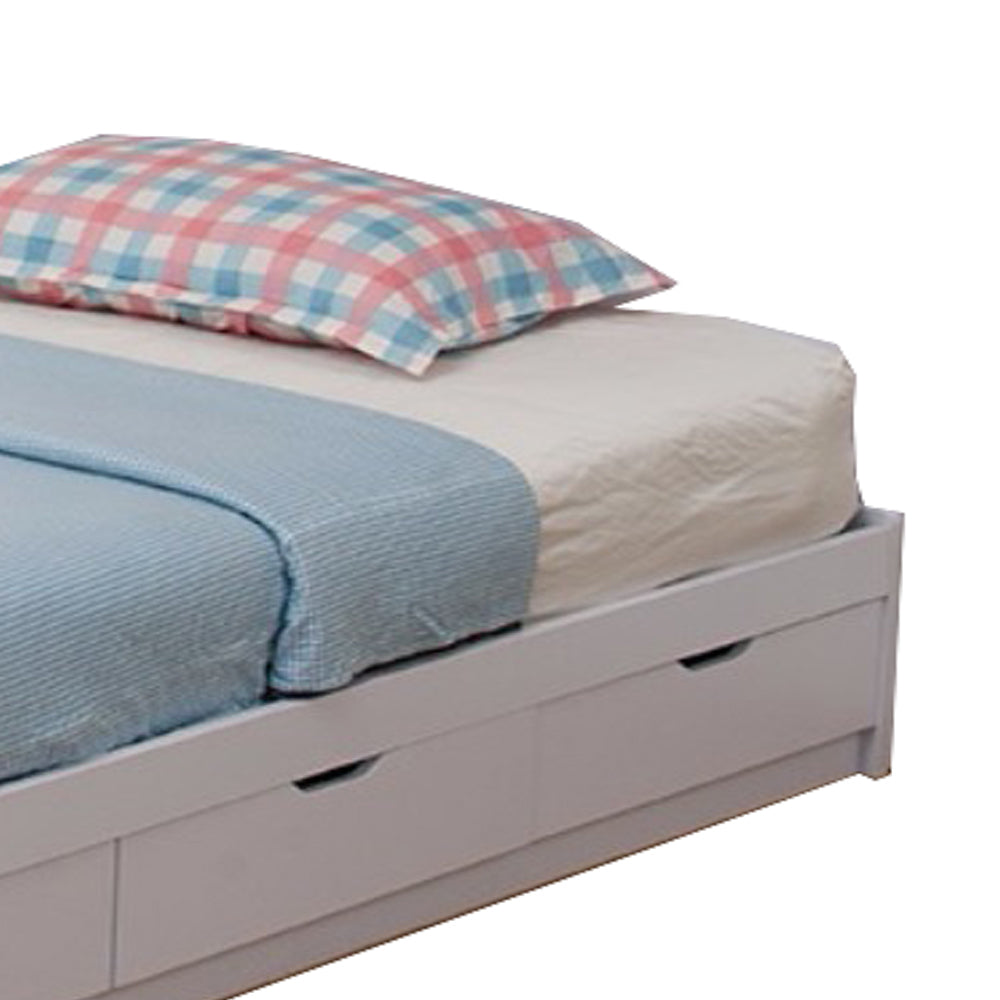 Contemporary Style Wooden Frame Full Size Chest Bed with 3 Drawers, White- Saltoro Sherpi