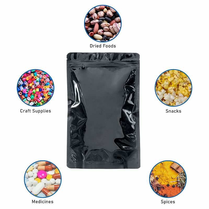 Stand Up Pouches， Resealable Food Storage Bags， Zipper Closure， Multiple sizes and Colors， 100 pcs， 7 x 11