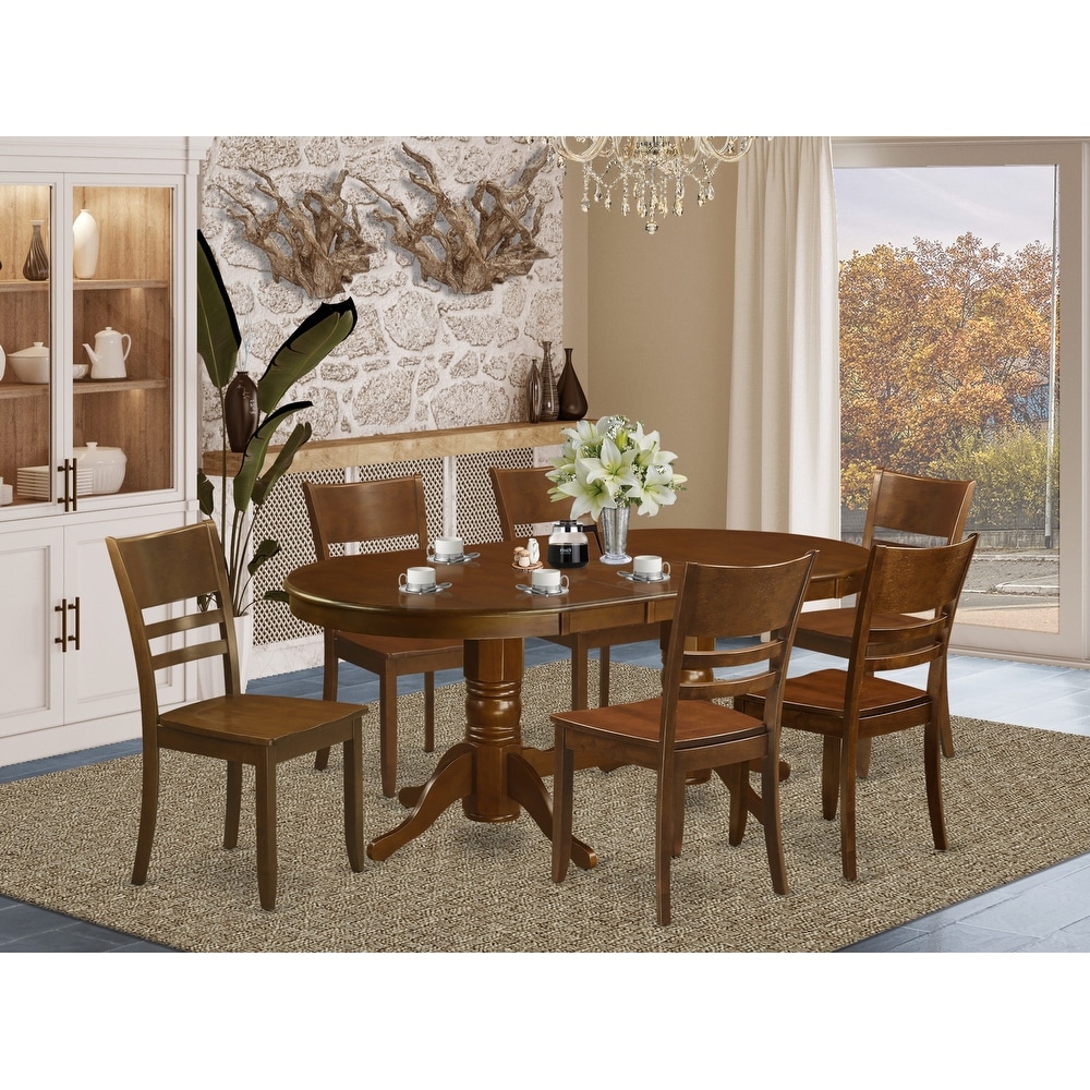 East West Furniture Dining Room Table Set   an Oval Kitchen Table with Butterfly Leaf and Dining Chairs  Espresso(Pieces Option)