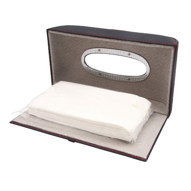 Unique Bargains Faux Leather Tissue Box Cover Napkin Paper Holder Case For Car Home Black Red