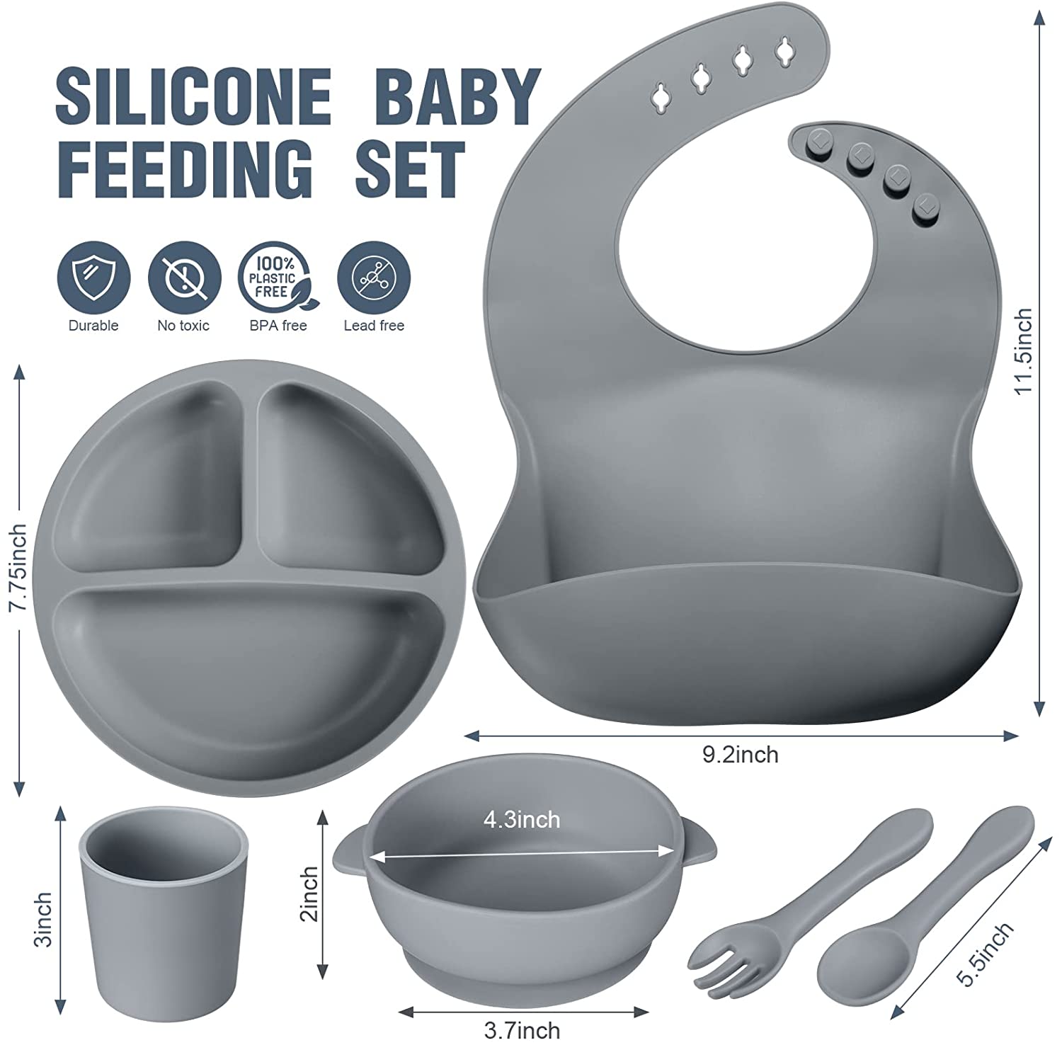 12-piece silicone baby feeding set