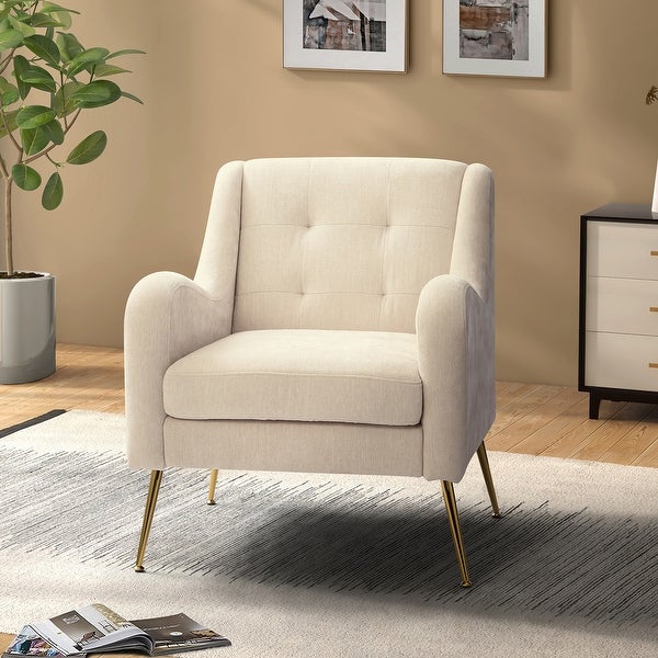 Hyperboreüs Upholstery Accent Armchair with Tufted Back by HULALA HOME