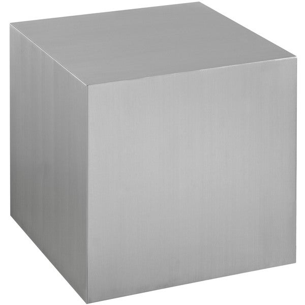 Modern Cube Stainless Steel Side Table， Silver