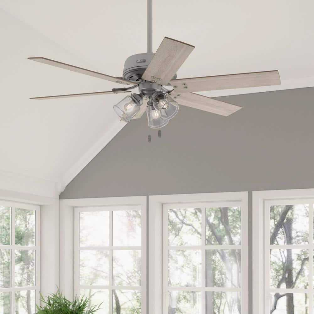 Hunter Hilmouth 52 in Indoor Matte Silver Ceiling Fan with Light