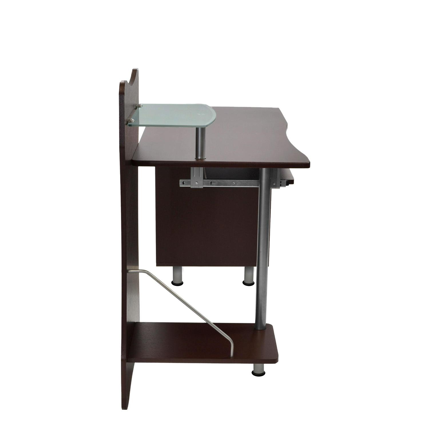 Techni Mobili Stylish Computer Desk with Storage， Chocolate