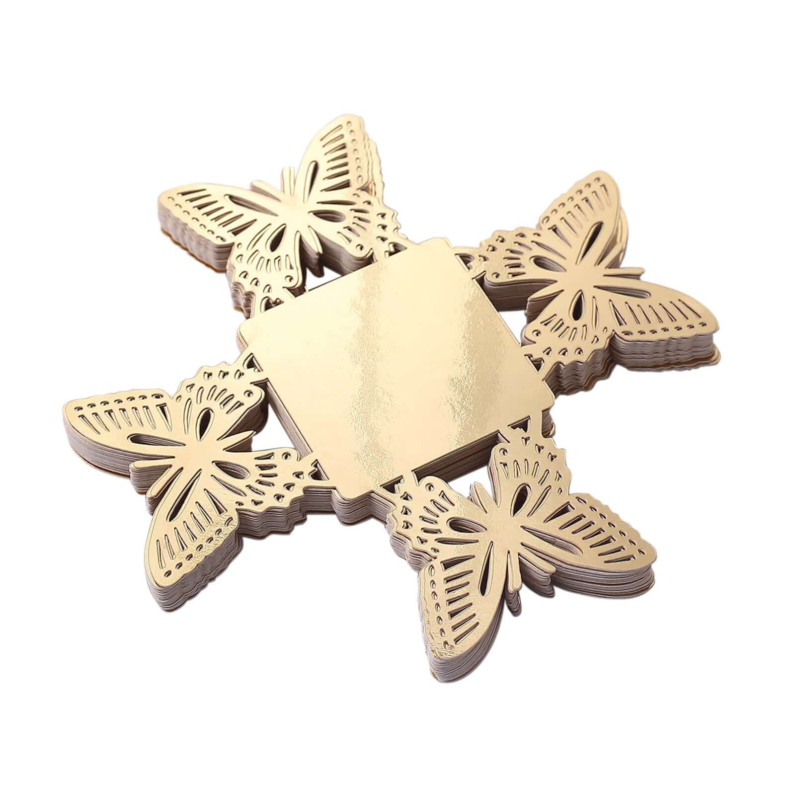 50 Pack Mini Metallic Gold Butterfly Truffle Cup Dessert Liners, Square Cupcake Tray Wrappers 225GSM 4