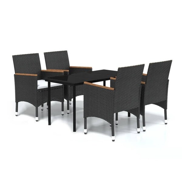 vidaXL 5 Piece Patio Dining Set with Cushions Black