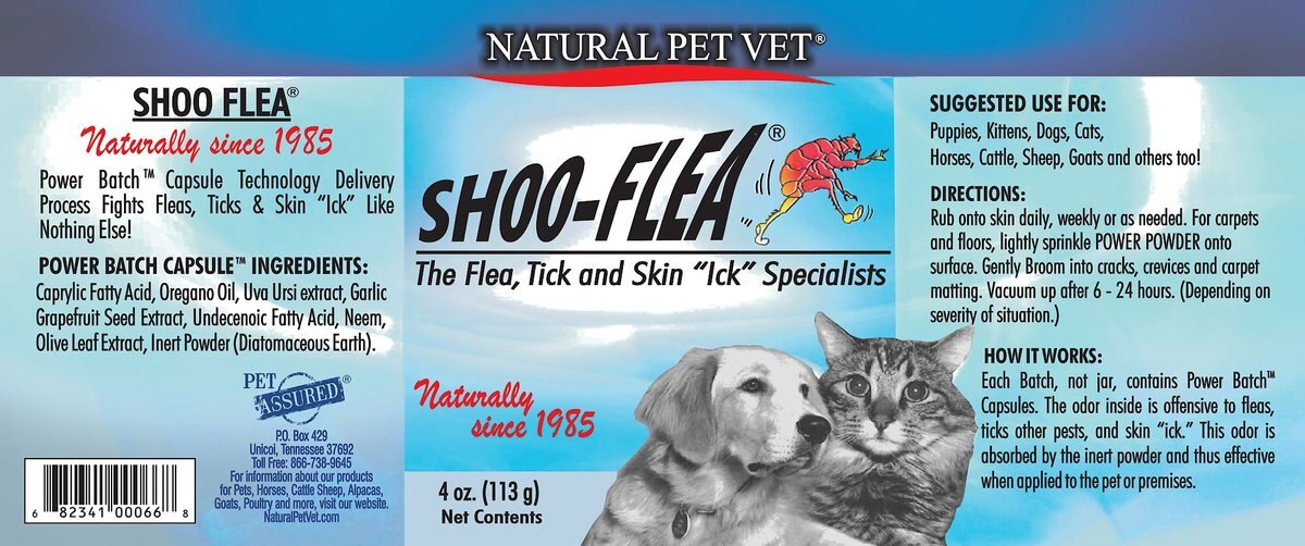 The Natural Vet Shoo Flea Powder， 4-oz jar