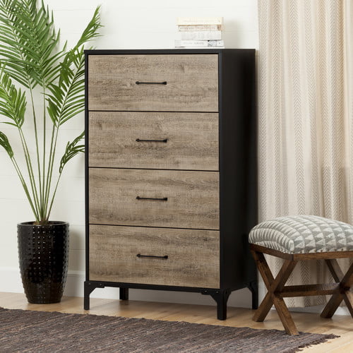 South Shore Valet 4-Drawer Chest, Weathered Oak and Ebony