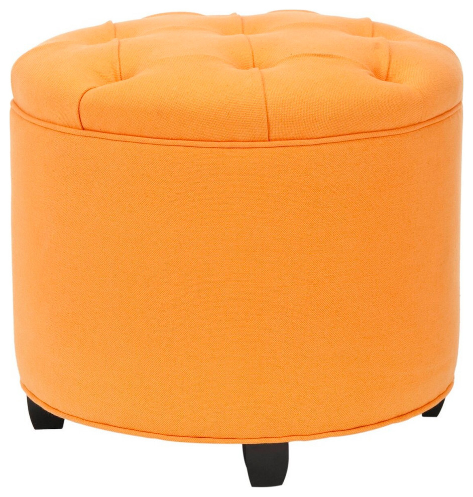 Delia Tufted Ottoman  Tangerine   Contemporary   Footstools And Ottomans   by Rustic Home Furniture Deco  Houzz