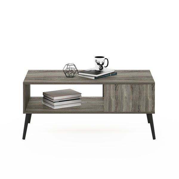 Furinno Claude Mid Century Style Coffee Table with Wood Legs