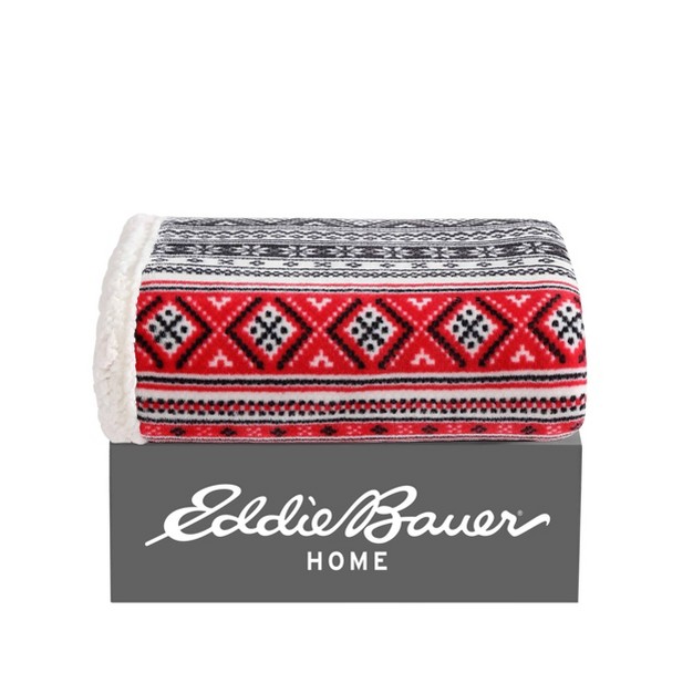 Classic Fair Isle Throw Blanket Charcoal Eddie Bauer