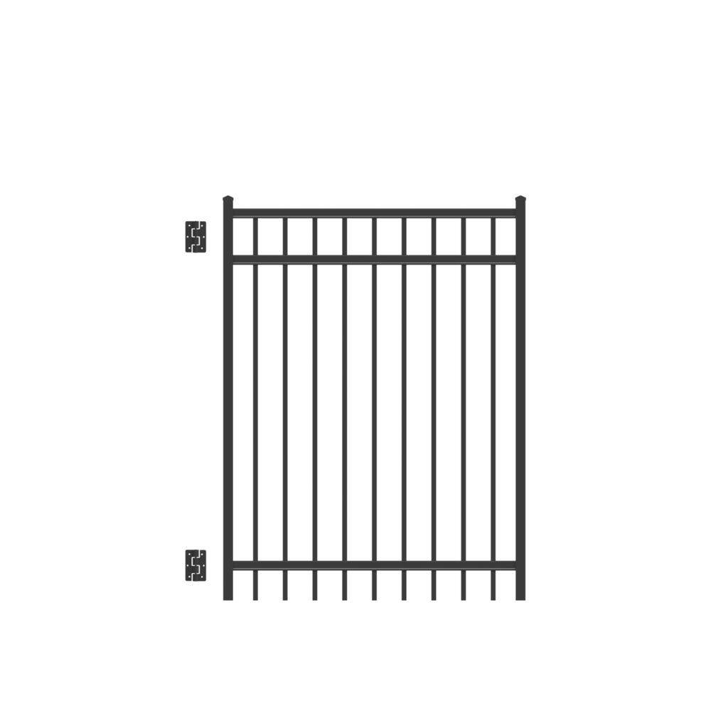 Barrette Outdoor Living Natural Reflections Heavy-Duty 4 ft. x 5 ft. Black Aluminum Straight Pre-Assembled Fence Gate 73010318