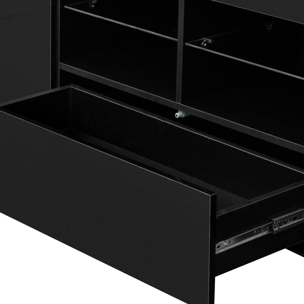 Modern style TV Stand with 2 Cabinets with Adjustable Shelving   Magnetic Closures  63\