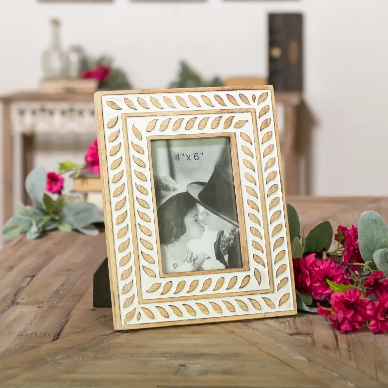 4x6 White Wash Wooden Picture Frame