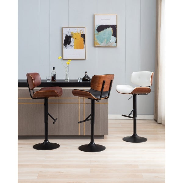 Porthos Home Cian Swivel Height Adjustable Bar Stool， PU Upholstery