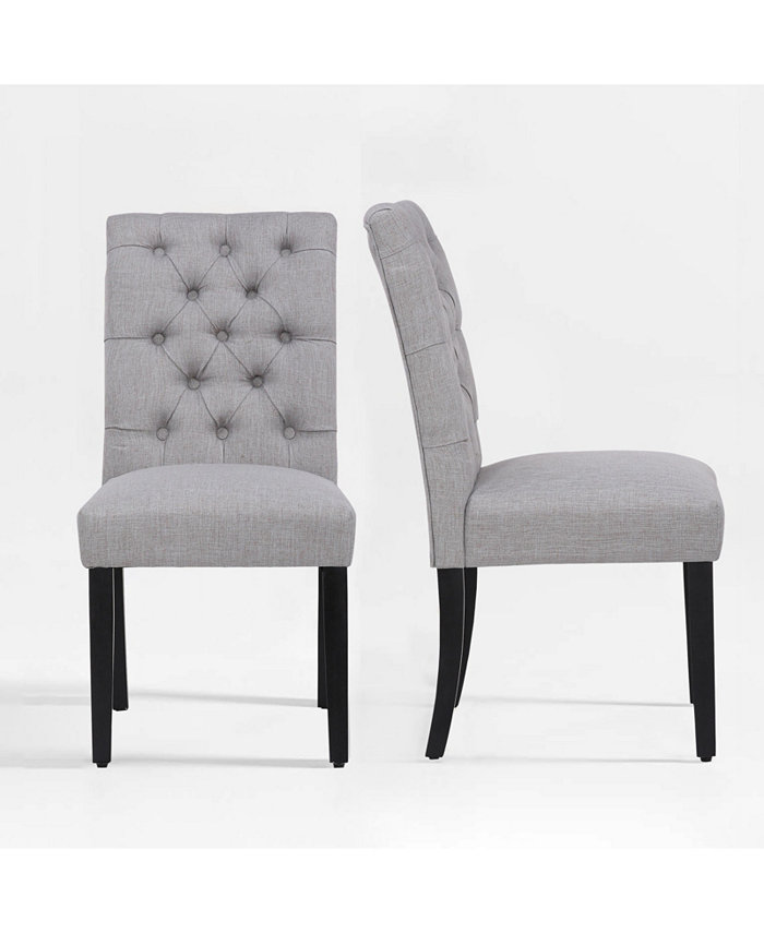 WestinTrends Upholstered Button Tufted Dining Side Chair Set of 2