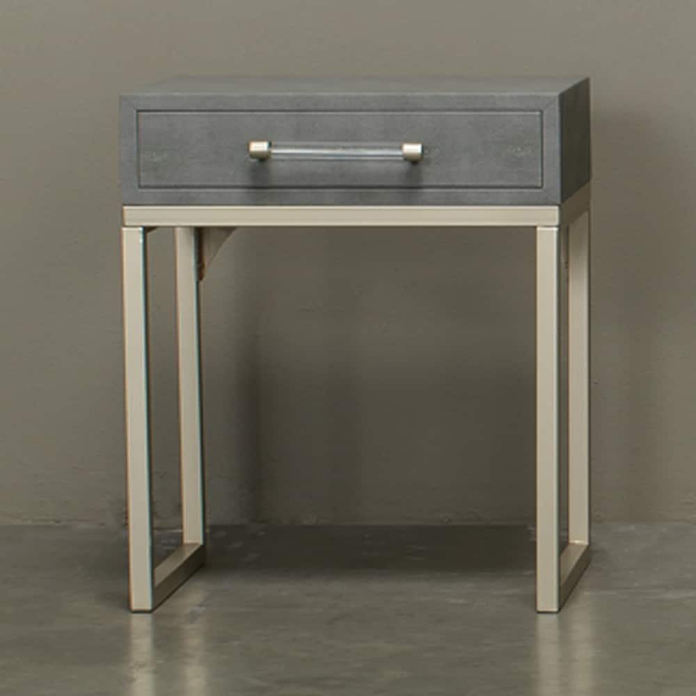 Alden Décor Brayden Faux Shagreen Side Table  Grey