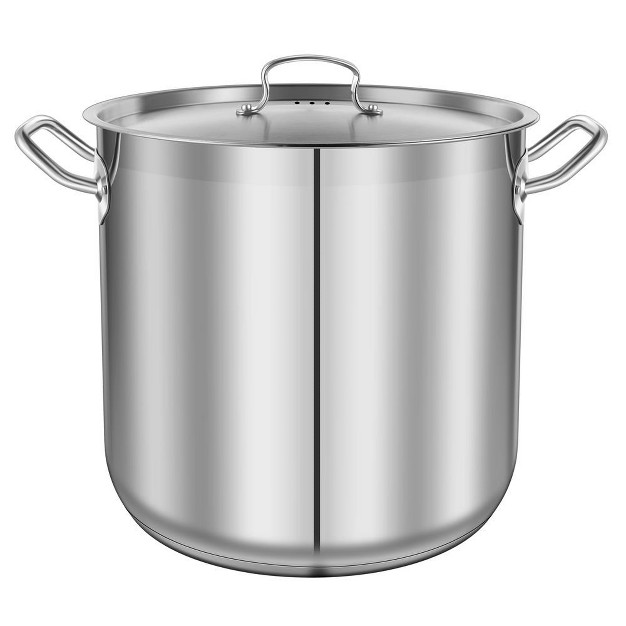 Nutrichef Stainless Steel Cookware Stockpot 35 Quart Heavy Duty Induction Soup Pot With Stainless Steel Lid And Strong Riveted Handles