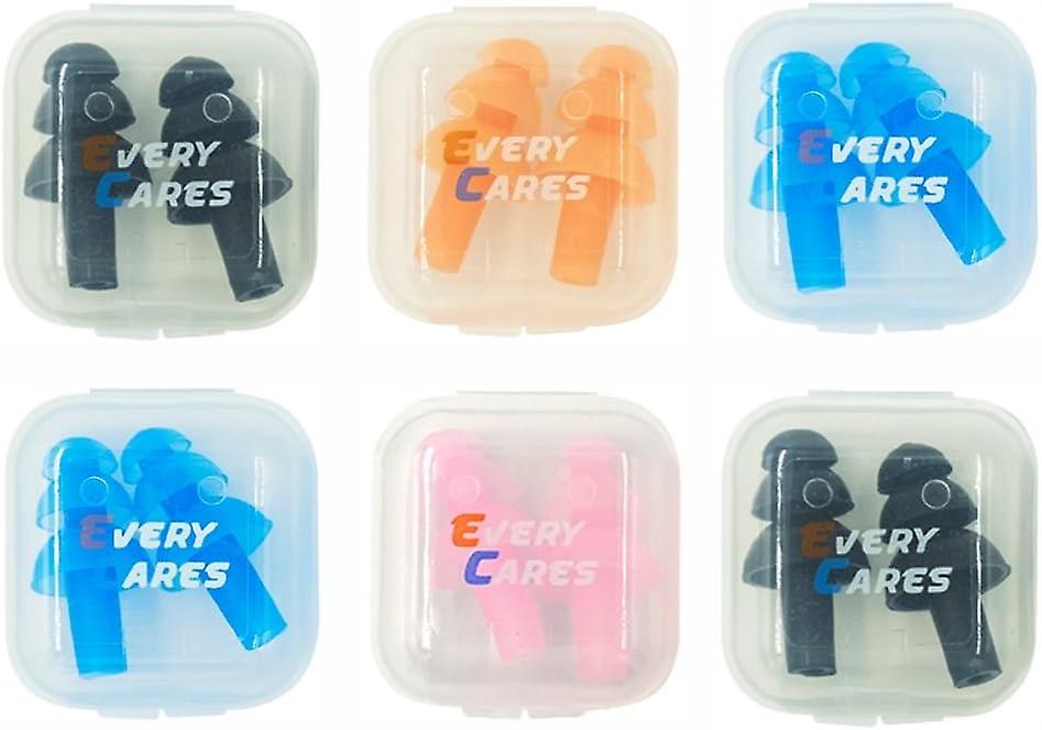 Silicone Swimming Earplugs， 6 Pairs， Comfortable， Waterproof， Ear Plugs Swimming Showering Case