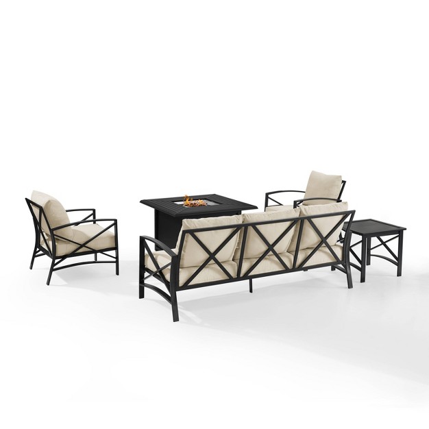 Kaplan 5pc Outdoor Sofa Set With Fire Table Oatmeal Crosley