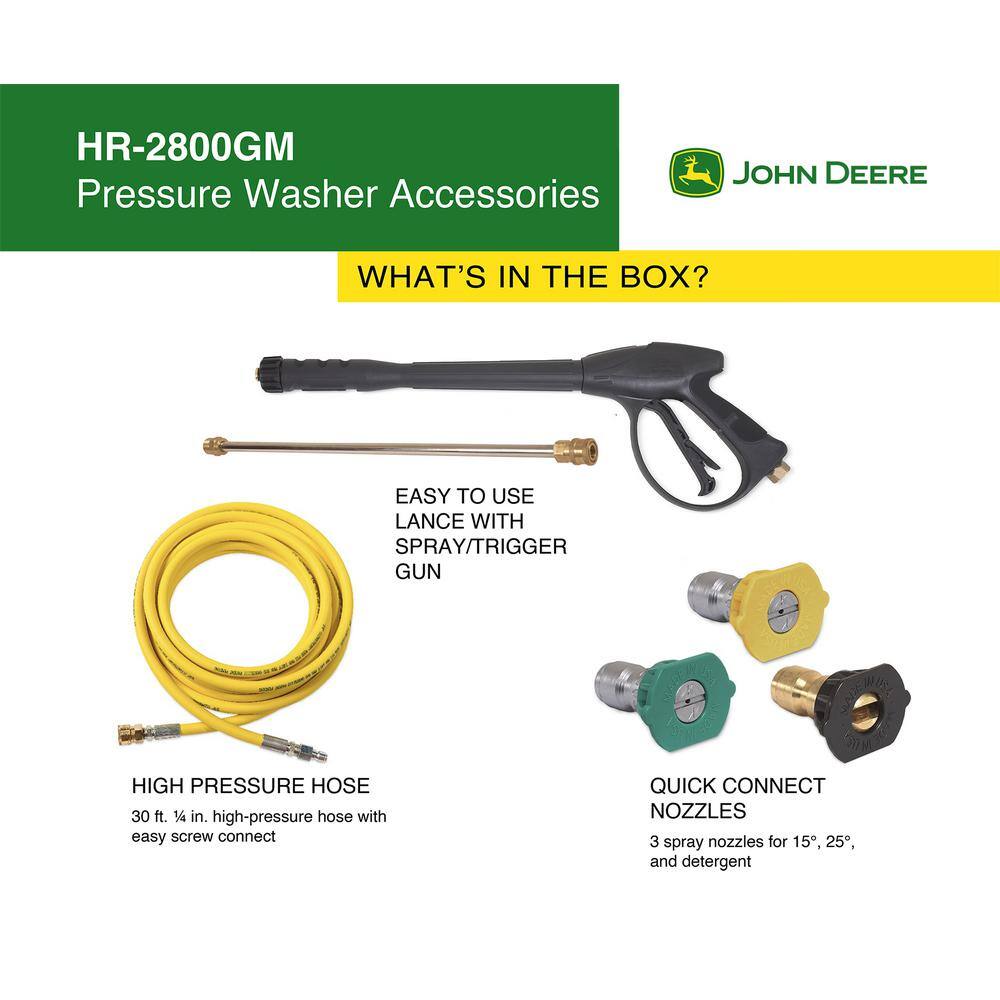 John Deere 2800 PSI 2.7 GPM Gas Cold Water Pressure Washer HR-2800GM