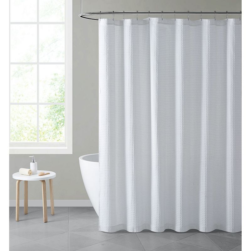 Hotel Collection Premium Waffle Weave Mold and Mildew Resistant Fabric Shower Curtain by Kate Aurora