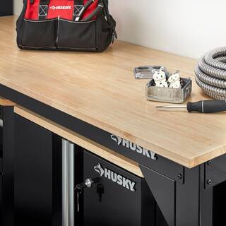 Husky Ready-To-Assemble 6 ft. Solid Wood Top Workbench in Black G7200S1-US