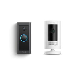 Ring Wired Video Doorbell with Stick Up Cam Battery White B0C59J1S8X