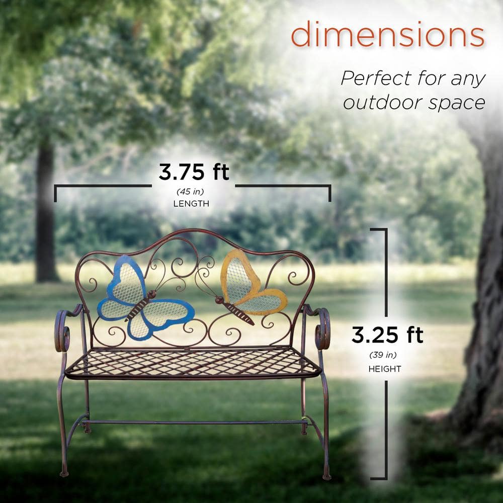 Alpine Corporation 45 in. x 23 in. Outdoor 2-Person Butterfly Garden Bench BVK546