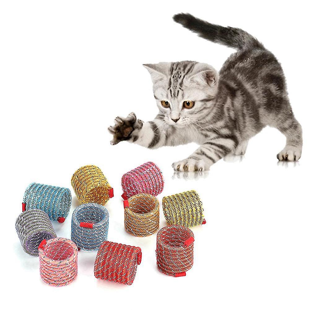 10pcs Pet Wide Plastic Colorful Springs Cat Toys For Kitten Pets (Random Color)