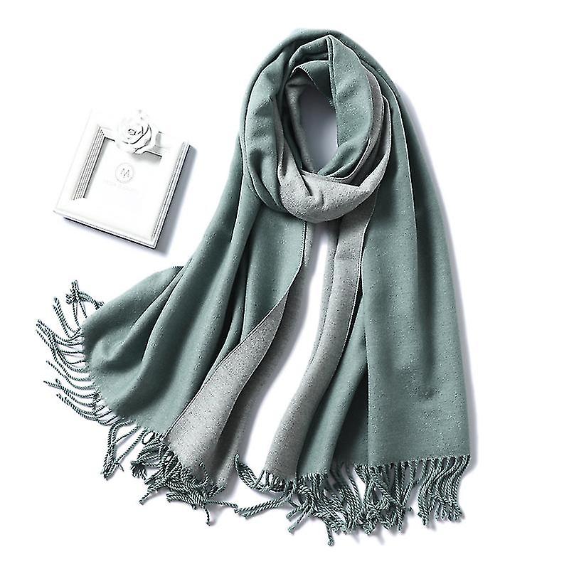 Winter Scarf For Women And Men， Double Colors Thick Shawl Wrap With Tassel， Unisex Long Large Warm Soft Scarf1pcsgreen