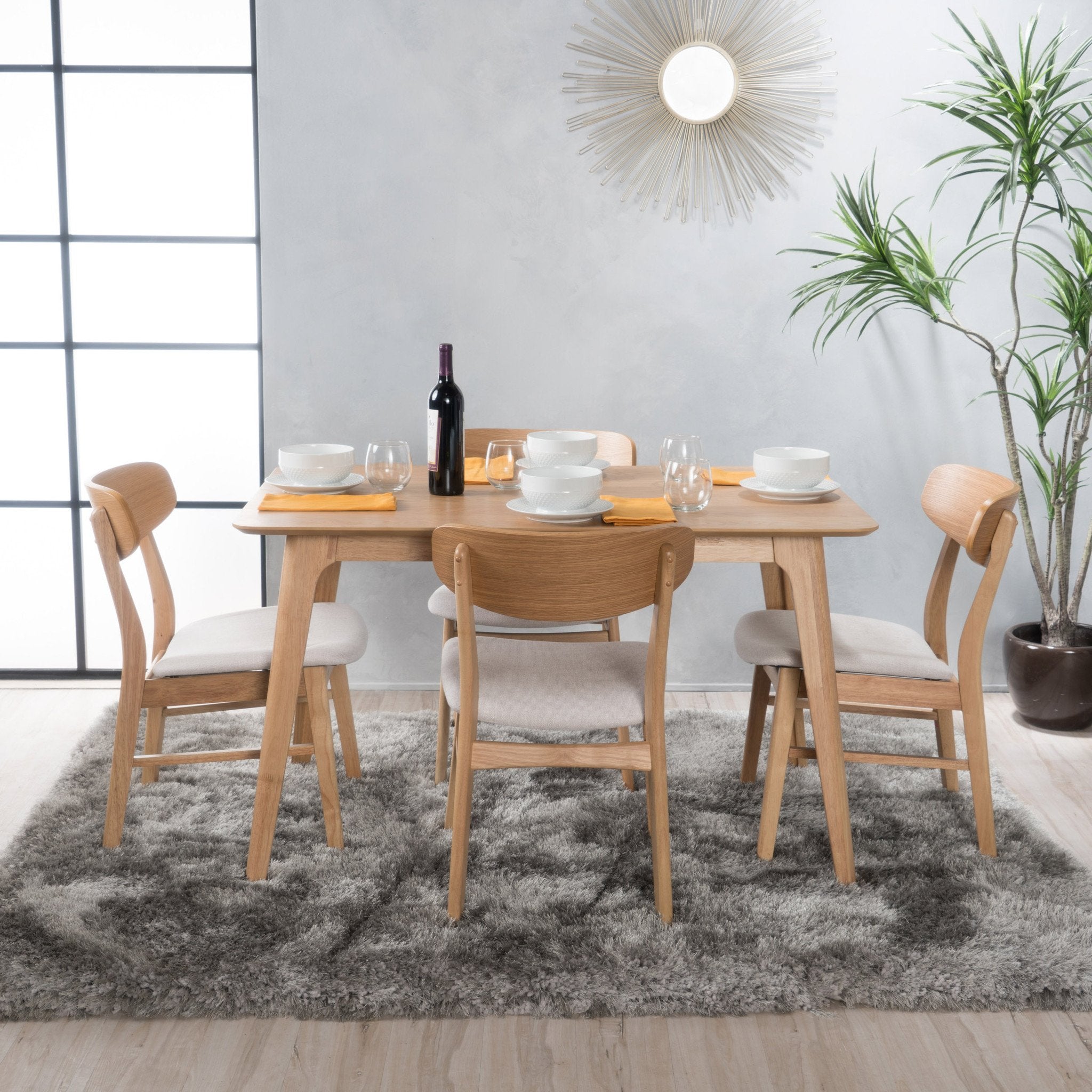 Iriat Mid-Century Modern 5 Piece Dining Set