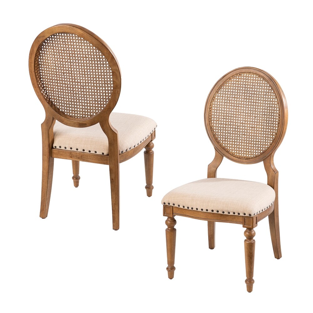 SEI Furniture Elements Oak Cane Back Dining Chairs (Set of 2)