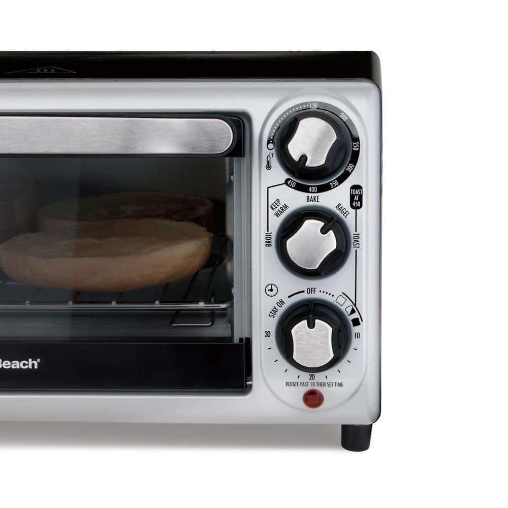 Hamilton Beach 1100 W 4-Slice Stainless Steel and Black Toaster Oven 31142