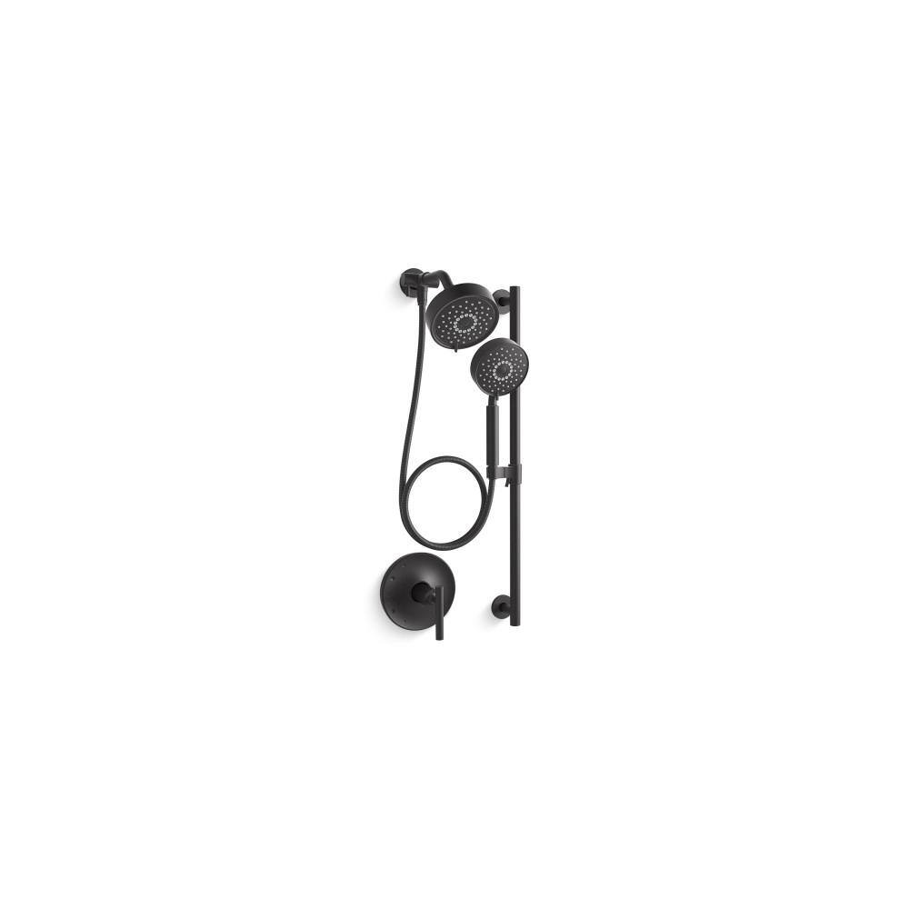 KOHLER Purist Essentials 3-Spray 2.5 GPM Performance Showering Package in Matte Black 22181-BL