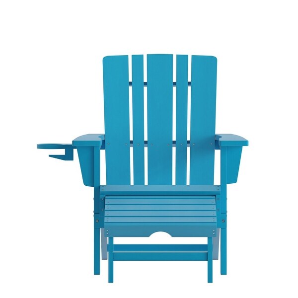 Commercial AllWeather Adirondack Chair with Pullout Ottoman and Cupholder