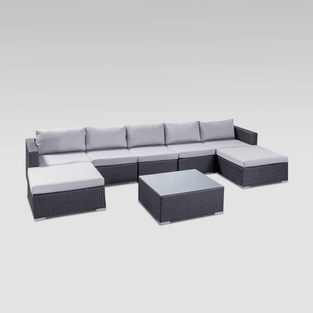 Santa Rosa 8pc Wicker Sectional Seating Set Gray silver Christopher Knight Home