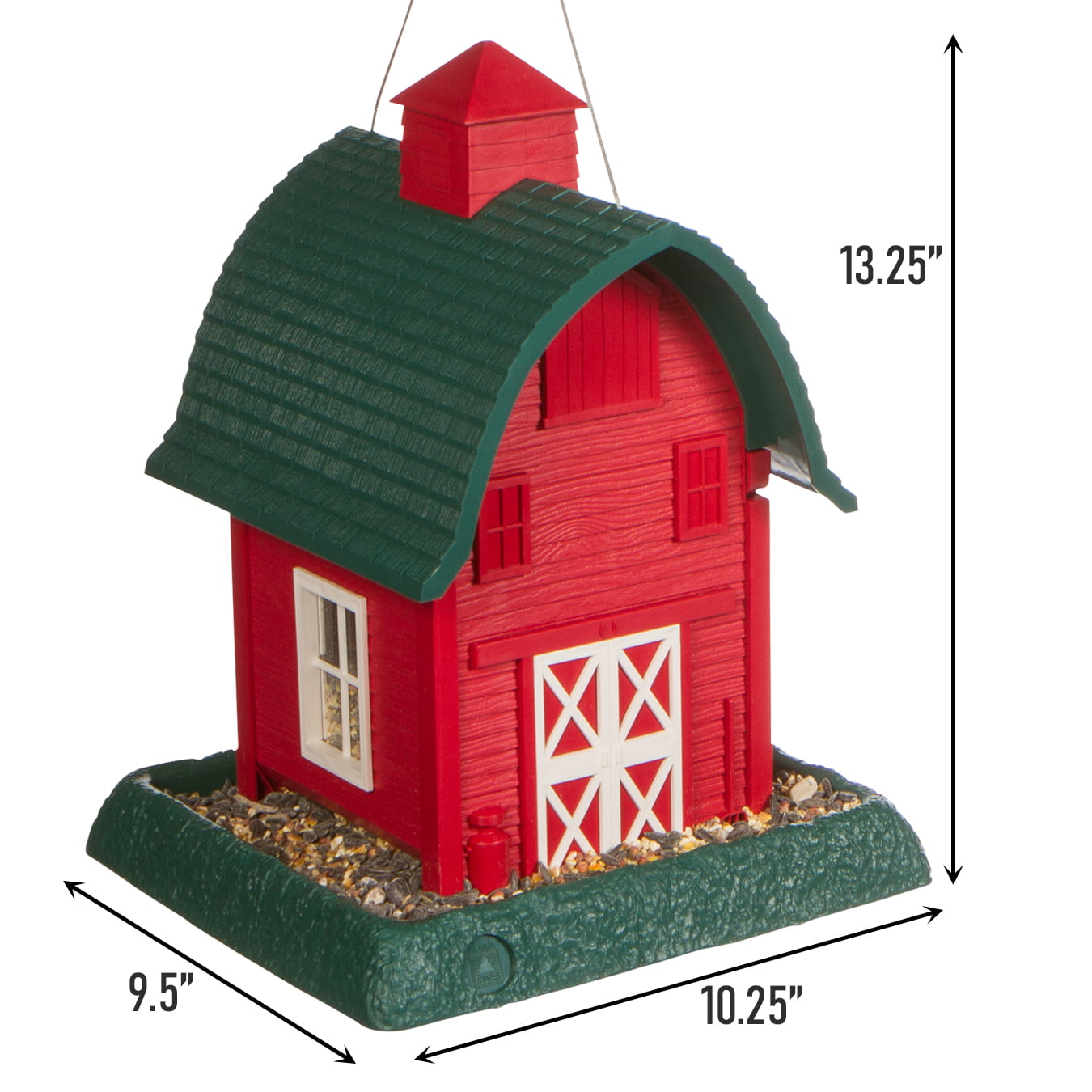 North States Village Collection Red Barn Bird Feeder， 5 lb. Capacity