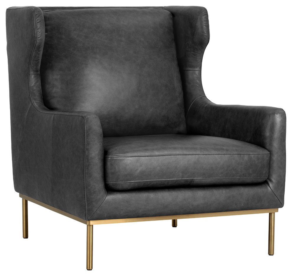 Sunpan 103677 Virgil Chair  Antique Brass  Navy Fabric   Contemporary   Armchairs And Accent Chairs   by Sunpan Modern Home  Houzz